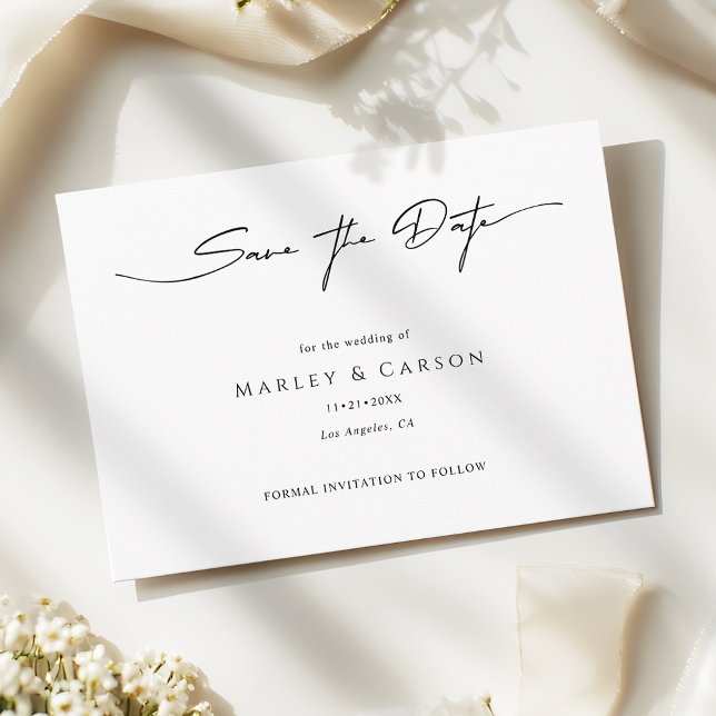 Reserva La Fecha Caligrafía moderna de boda minimalista (Subido por el creador)