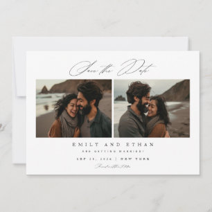 Reserva La Fecha Caligrafía moderna Dos fotos Código QR