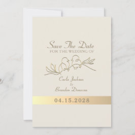 Reserva La Fecha Caligrafía moderna elegante boda dorada