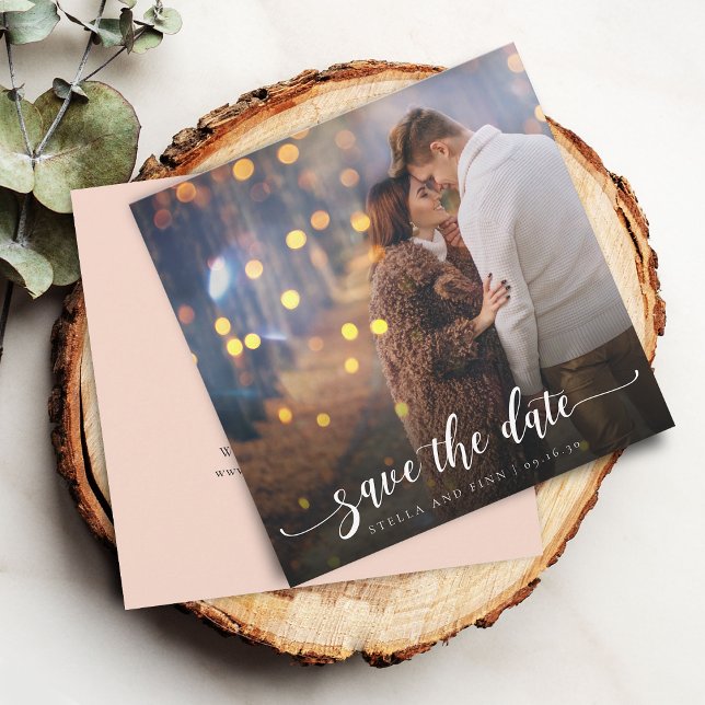 Reserva La Fecha Caligrafía Moderna Foto Boda (Modern Calligraphy Photo Wedding Save The Date)