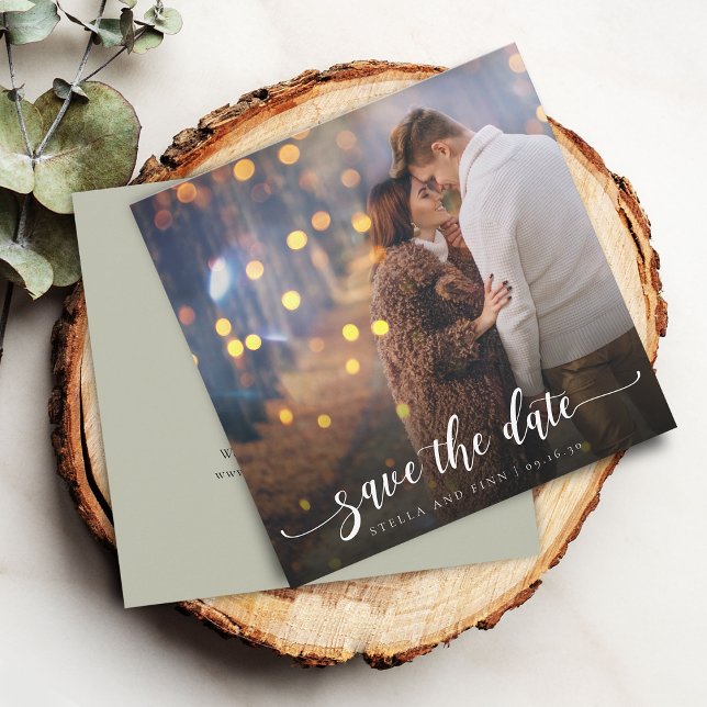 Reserva La Fecha Caligrafía moderna foto boda (Modern Calligraphy Photo Wedding Save The Date)