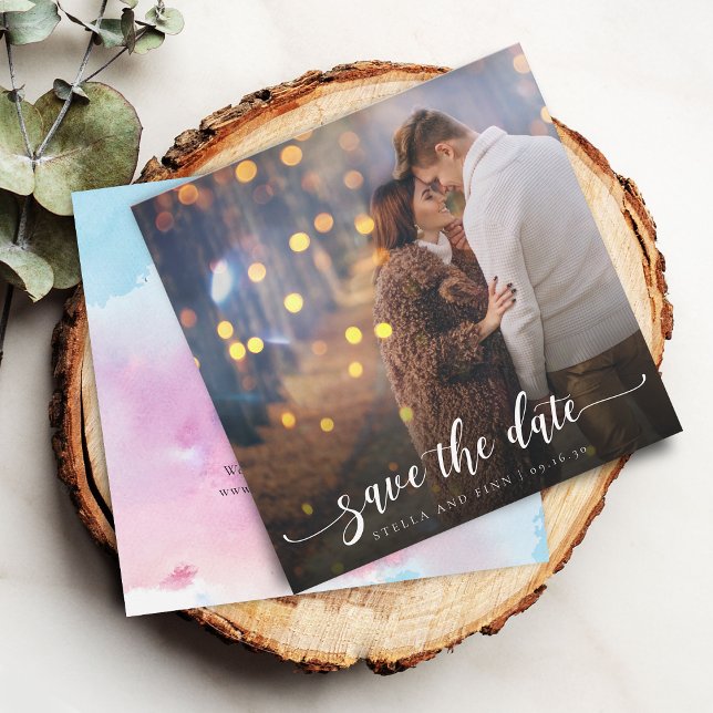 Reserva La Fecha Caligrafía moderna foto boda (Modern Calligraphy Photo Wedding Save The Date)