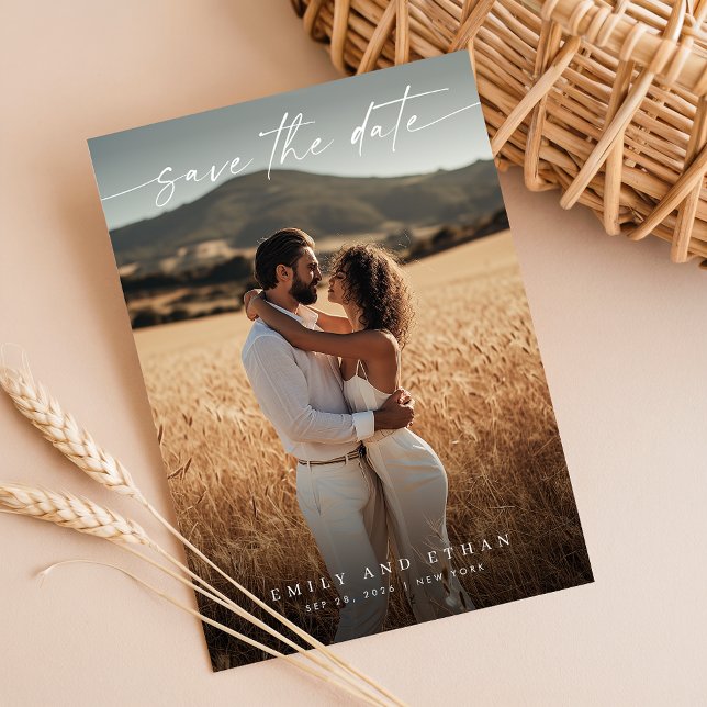 Reserva La Fecha Caligrafía moderna Foto de código QR de Boho (Subido por el creador)