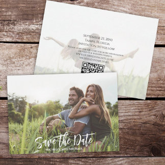 Reserva La Fecha Caligrafía moderna Fotografía simple Código QR de 