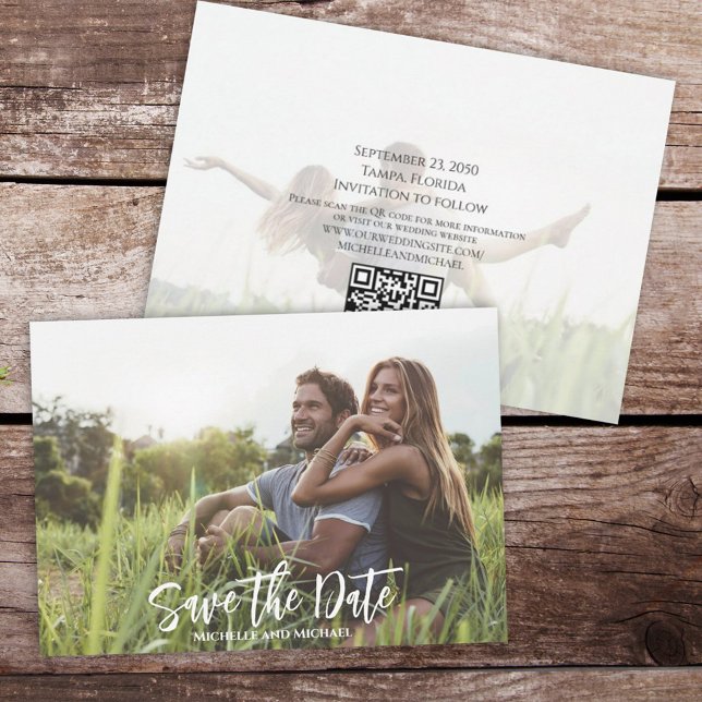 Reserva La Fecha Caligrafía moderna simple código QR de moda foto (Subido por el creador)