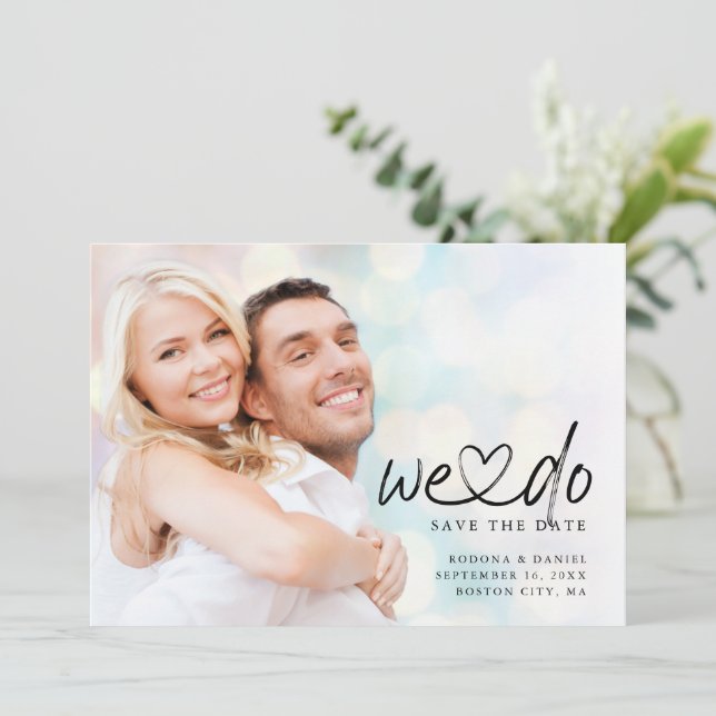 Reserva La Fecha Caligrafía Nosotros Hacemos Código QR de Foto de C (Anverso de pie)