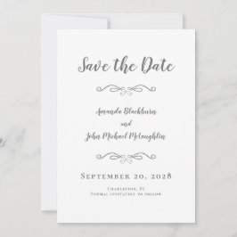 Reserva La Fecha Caligrafía Romántica de Letra Delicada Gris