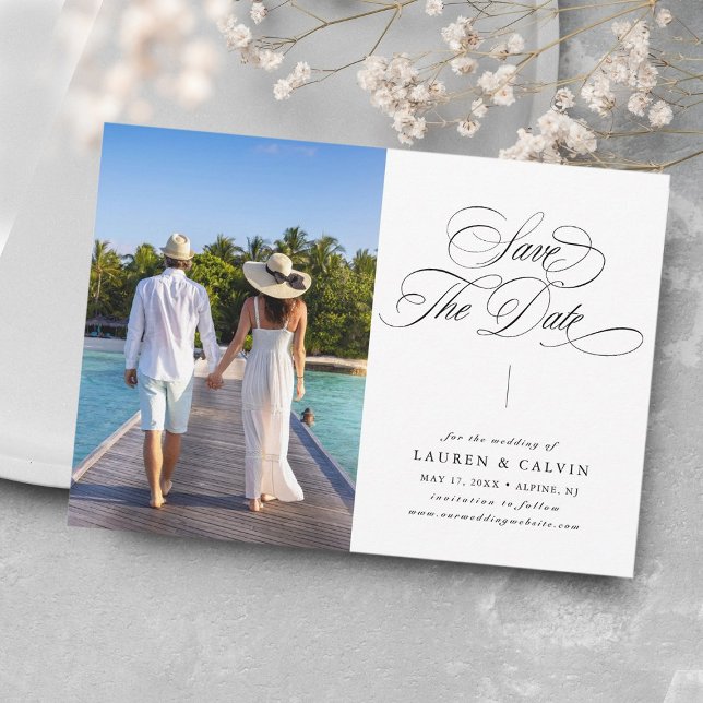 Reserva La Fecha Caligrafía romántica foto en blanco y negro (Subido por el creador)