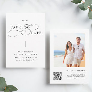 Reserva La Fecha Caligrafía romántica QR Foto de código