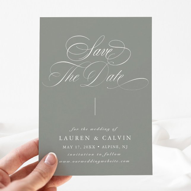 Reserva La Fecha Caligrafía romántica Sage Green (Subido por el creador)