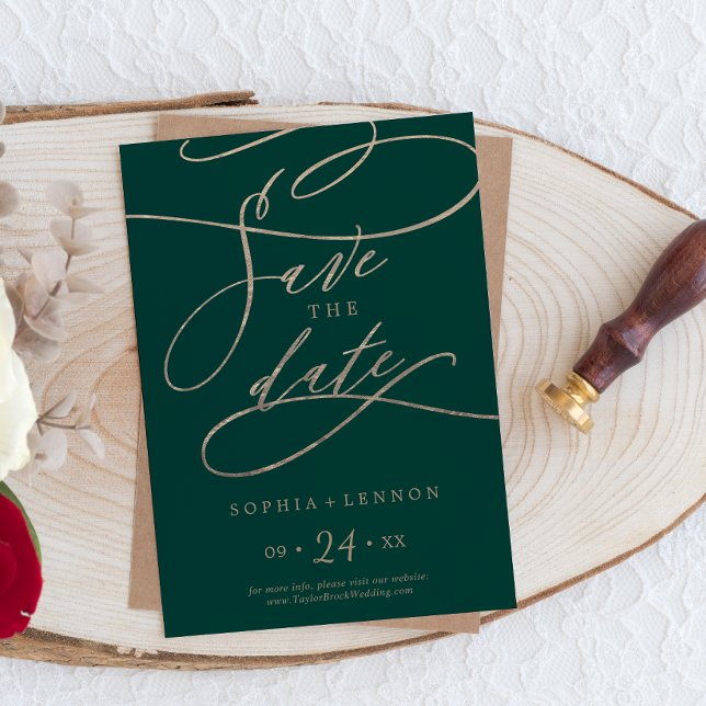 Reserva La Fecha Caligrafía verde romántica (Subido por el creador)