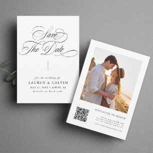 Reserva La Fecha Calligrafía de Swirly Romántica Foto de código QR