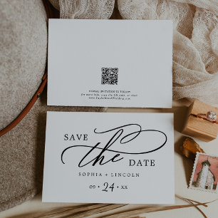 Reserva La Fecha Calligrafía romántica   Código QR horizontal
