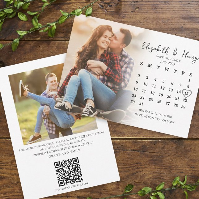 Reserva La Fecha Calligrafía simple del calendario dos código QR de (Subido por el creador)