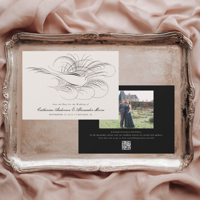 Reserva La Fecha Calligraphy Bird Vintage Illustration Wedding (Subido por el creador)