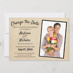 Reserva La Fecha Cambiar el pergamino Brown, Boda de fotos y fecha