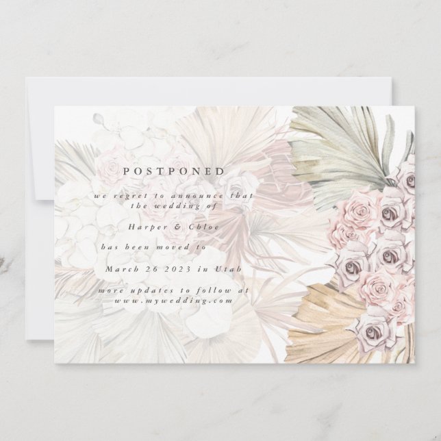 Reserva La Fecha Cambiar La Fecha De La Foto Pampas Posponiéndose L (Anverso)