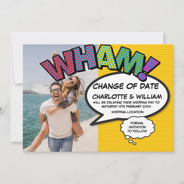 Reserva La Fecha Cambio de fecha de la foto de WHAM Pospuesto Libro (Anverso)