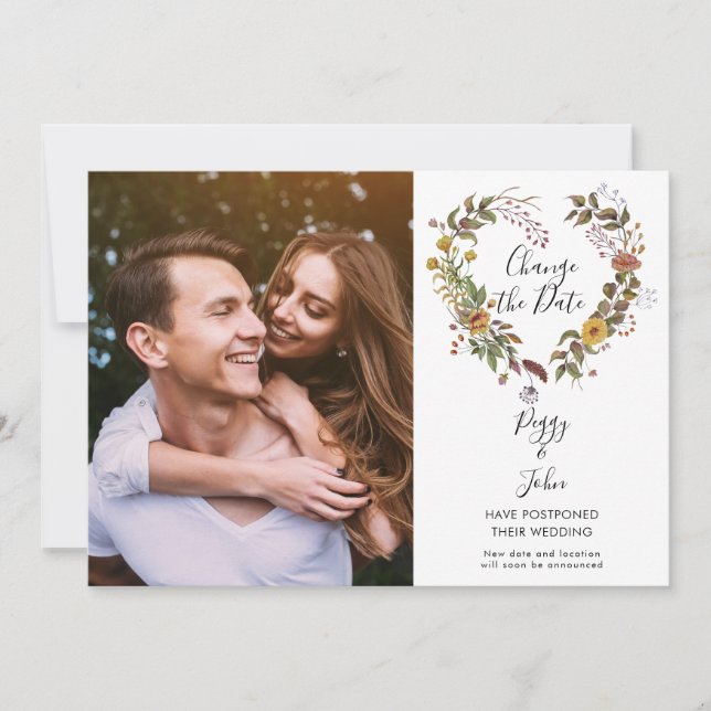 Reserva La Fecha Cambio de fecha de la foto floral pospuesta (Anverso)