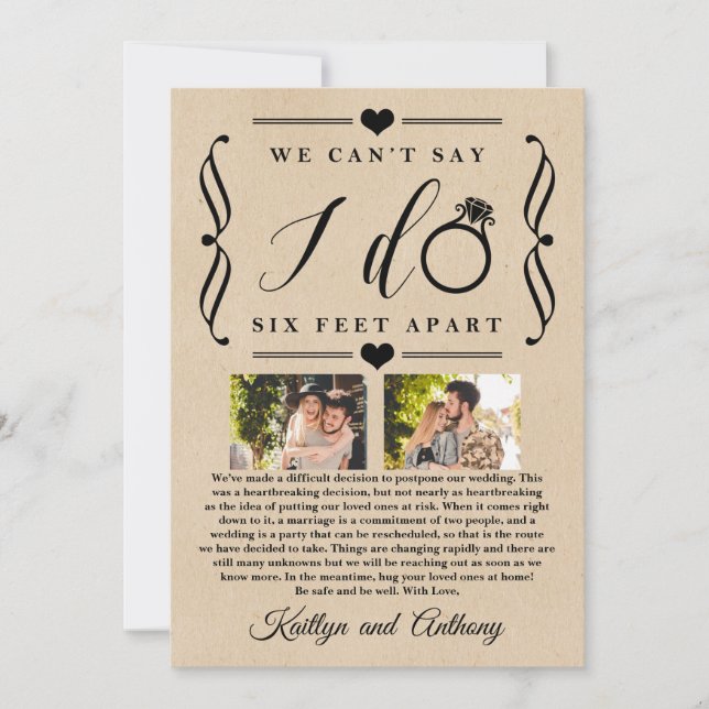 Reserva La Fecha Cambio de fecha de posposición de Boda de seis pie (Anverso)