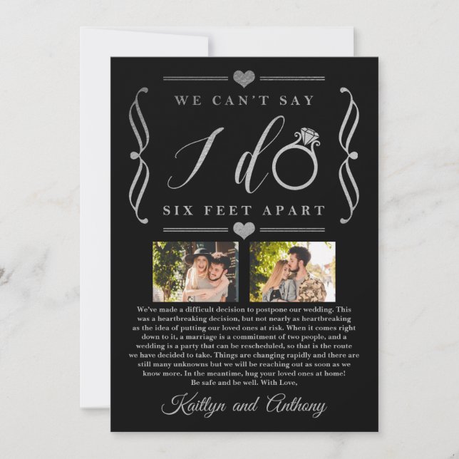 Reserva La Fecha Cambio de fecha de posposición de Boda de seis pie (Anverso)