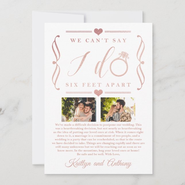 Reserva La Fecha Cambio de fecha de posposición de Boda de seis pie (Anverso)