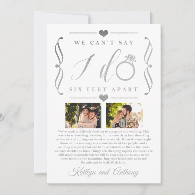 Reserva La Fecha Cambio de fecha de posposición de Boda de seis pie (Anverso)