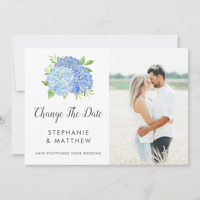 Reserva La Fecha Cambio de Fecha Hortensia Azul Boda (Anverso)