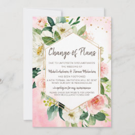 Reserva La Fecha Cambio de planes Boda acuarela floral rosa