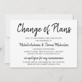 Reserva La Fecha Cambio de planes de boda simple negro y blanco