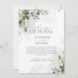 Reserva La Fecha Cambio de planes Elegante Boda de vegetación botán