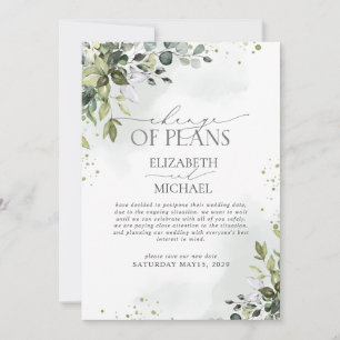 Reserva La Fecha Cambio de planes Elegante Boda de vegetación botán