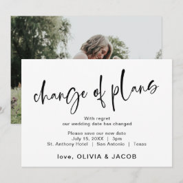 Reserva La Fecha Cambio De Planes | Moderno Blanco y Negro