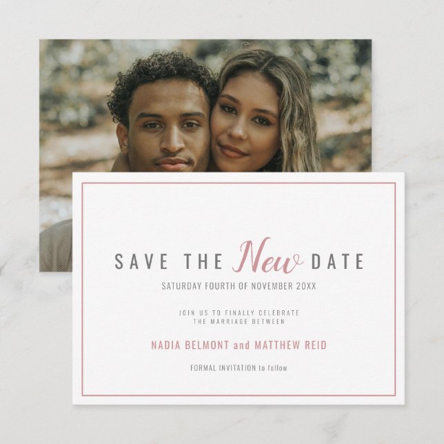 Reserva La Fecha Cambio en el evento de boda guardar la nueva fecha (Anverso / Reverso)