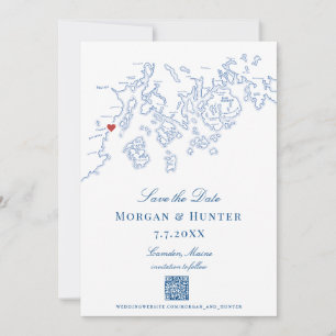 Reserva La Fecha Camden Maine Map Elegante código QR