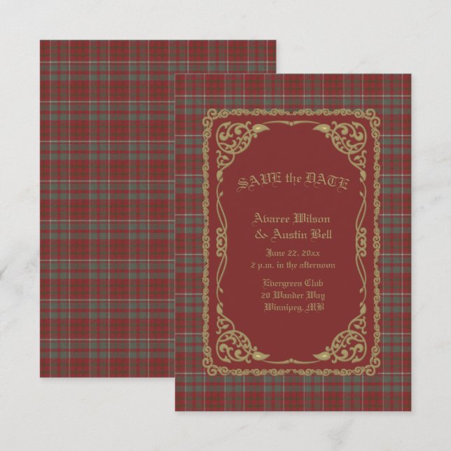 Reserva La Fecha Cameron Lochiel Scottish Tartan (Anverso / Reverso)