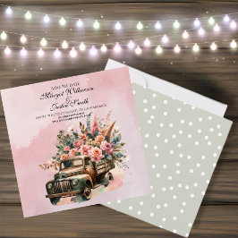 Reserva La Fecha Camioneta Antigua con Flores Boda