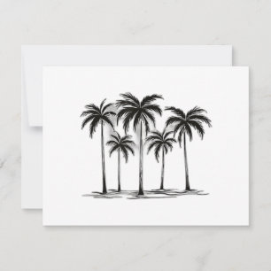Reserva La Fecha Camiseta gráfica de palmeras blancas y negras para