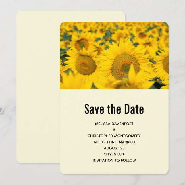 Reserva La Fecha Campo amarillo del Boda de los girasoles (Anverso / Reverso)