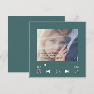 Reserva La Fecha Canción de Boda Verde Esmeralda Elegante QR