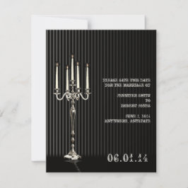 Reserva La Fecha Candelabra gótica en plata negra salva la fecha