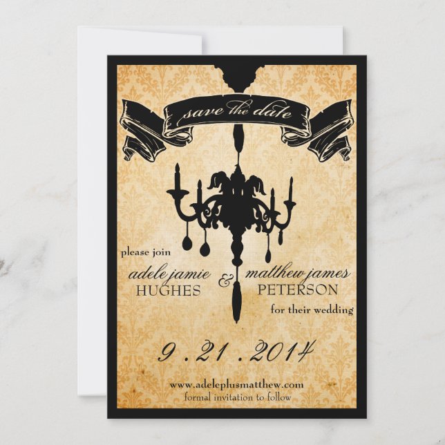 Reserva La Fecha Candelabro victoriano ・ negro y crema salva la fec (Anverso)