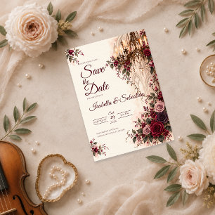 Reserva La Fecha Candil de Boda Elegante Gótico