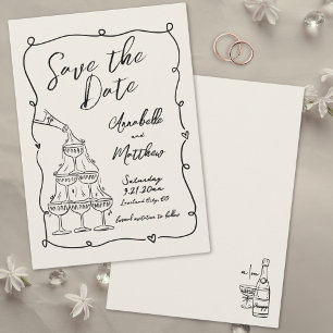 Reserva La Fecha Caprichoso Dibujado a Mano Vintage Aviso de Boda c