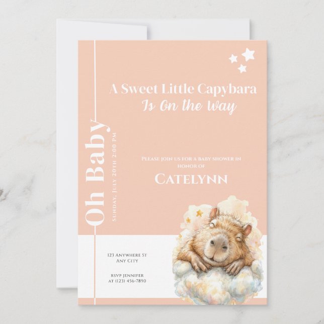 Reserva La Fecha Capybara Baby Shower Invitation • Oh Baby (Anverso)