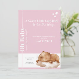 Reserva La Fecha Capybara Baby Shower Invitation • Oh Baby Pink