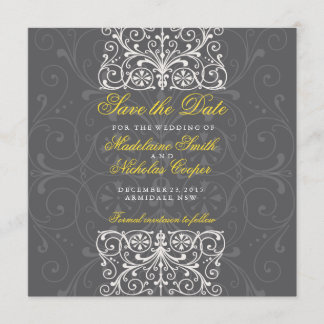 Reserva La Fecha Carbón personalizado y cosecha blanca guardar la f