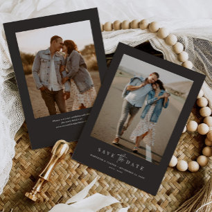 Reserva La Fecha Carbón Sencillo Moderno Minimalista Dos Foto