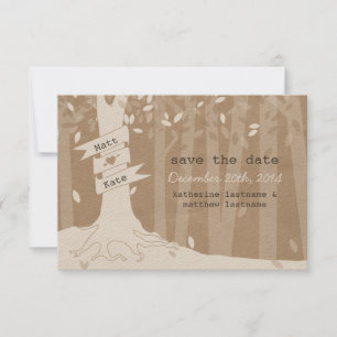 Reserva La Fecha Cardboard Look Woodland Wedding Save The Date