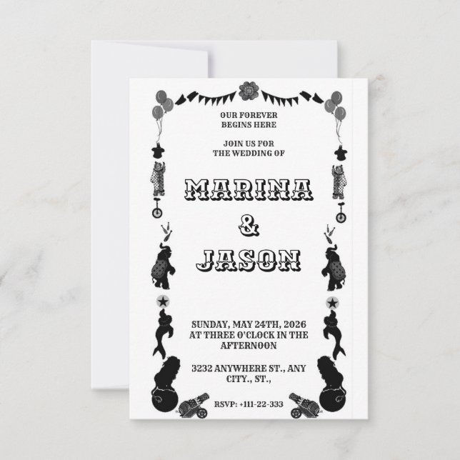 Reserva La Fecha Carnival festival black and white (Anverso)